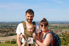 Adults and baby in a sling complete Chilterns 2 Peaks challenge 2020