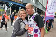 Runner and cheerer at London Marathon 2019