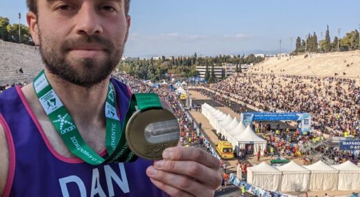 Dan finishing Athens 2022 marathon